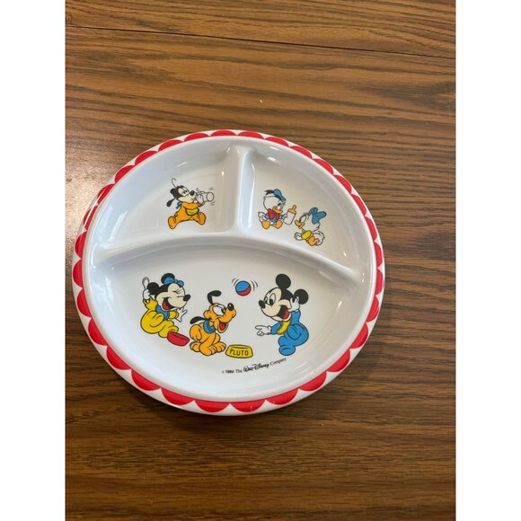 Vintage 1984 Pluto Micky Mouse Minnie Mouse Donald Duck sectioned plate - Picture 1 of 3